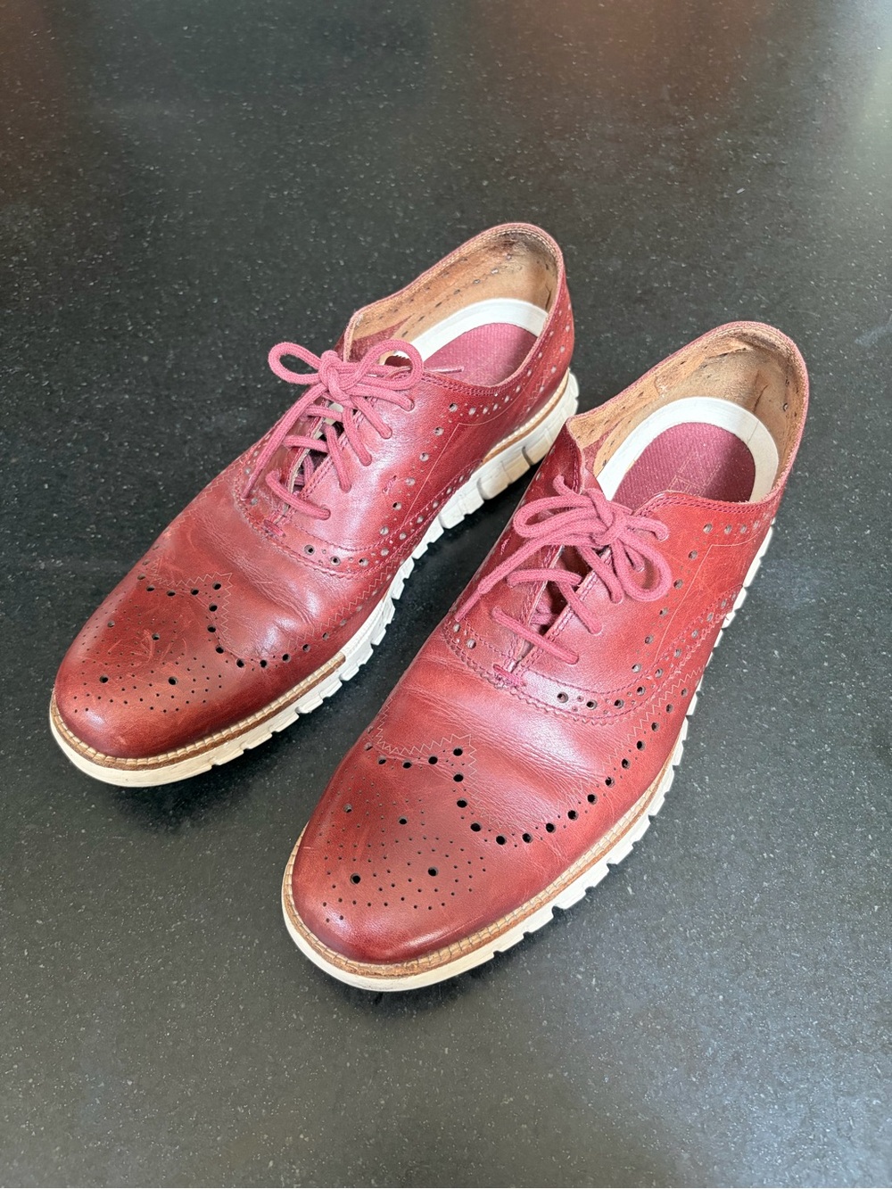 Cole Haan Men's Red Wingtip Oxford Lace-Up Shoes